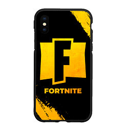 Чехол iPhone XS Max матовый Fortnite - gold gradient