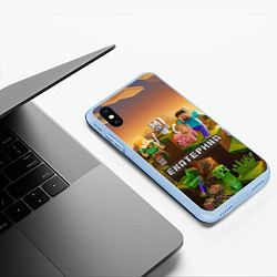 Чехол iPhone XS Max матовый Екатерина Minecraft, цвет: 3D-голубой — фото 2