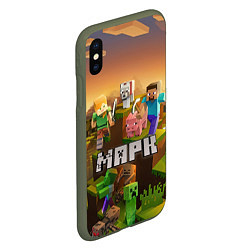 Чехол iPhone XS Max матовый Марк Minecraft, цвет: 3D-темно-зеленый — фото 2