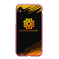 Чехол iPhone XS Max матовый Breaking benjamin Gold, цвет: 3D-малиновый