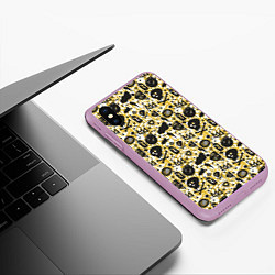 Чехол iPhone XS Max матовый Череп и корона граффити, цвет: 3D-сиреневый — фото 2
