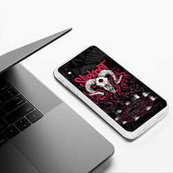 Чехол iPhone XS Max матовый Slipknot - goat skull, цвет: 3D-белый — фото 2