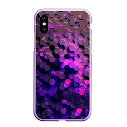 Чехол iPhone XS Max матовый Плиты фиолетовый неон, цвет: 3D-сиреневый