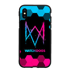 Чехол iPhone XS Max матовый Watch Dogs - neon gradient