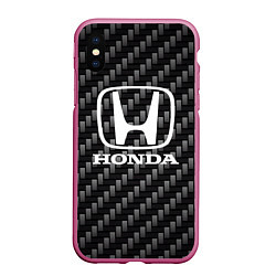 Чехол iPhone XS Max матовый Honda абстракция карбон, цвет: 3D-малиновый