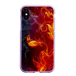 Чехол iPhone XS Max матовый Огненный цветок с дымом