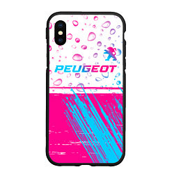 Чехол iPhone XS Max матовый Peugeot neon gradient style: символ сверху, цвет: 3D-черный