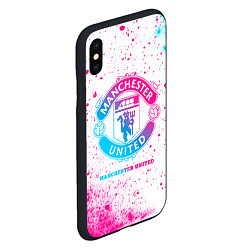 Чехол iPhone XS Max матовый Manchester United neon gradient style, цвет: 3D-черный — фото 2