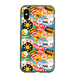 Чехол iPhone XS Max матовый Skzoo stickers characters, цвет: 3D-темно-зеленый