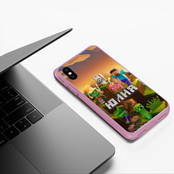 Чехол iPhone XS Max матовый Юлия Minecraft, цвет: 3D-розовый — фото 2