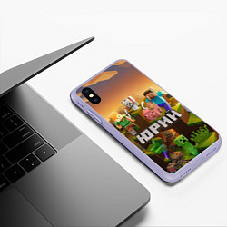 Чехол iPhone XS Max матовый Юрий Minecraft, цвет: 3D-светло-сиреневый — фото 2