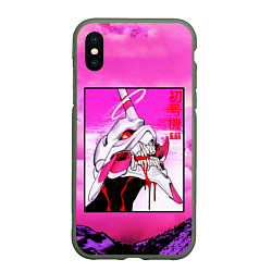 Чехол iPhone XS Max матовый Neon Genesis Evangelion: Eva 01, цвет: 3D-темно-зеленый