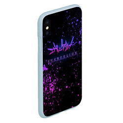 Чехол iPhone XS Max матовый Evangelion neon logo, цвет: 3D-голубой — фото 2