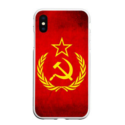 Чехол iPhone XS Max матовый СССР - старый флаг, цвет: 3D-белый