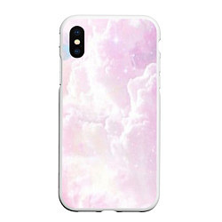 Чехол iPhone XS Max матовый Розовые облака на голубом небе
