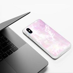Чехол iPhone XS Max матовый Розовые облака на голубом небе, цвет: 3D-белый — фото 2