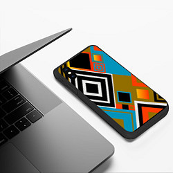 Чехол iPhone XS Max матовый Фон из разноцветных квадратов, цвет: 3D-черный — фото 2