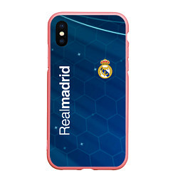 Чехол iPhone XS Max матовый Real madrid голубая абстракция, цвет: 3D-баблгам