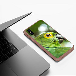 Чехол iPhone XS Max матовый Попугaй, цвет: 3D-коричневый — фото 2