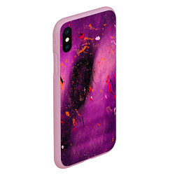 Чехол iPhone XS Max матовый Розово-фиолетовый абстрактный фон и краски, цвет: 3D-розовый — фото 2