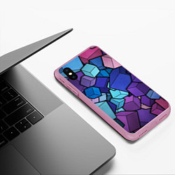 Чехол iPhone XS Max матовый Цветные кубы, цвет: 3D-розовый — фото 2