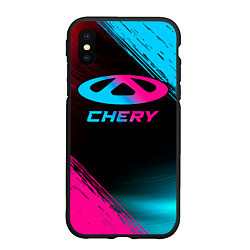 Чехол iPhone XS Max матовый Chery - neon gradient, цвет: 3D-черный