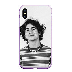 Чехол iPhone XS Max матовый Timothee Chalamet black white photo, цвет: 3D-сиреневый