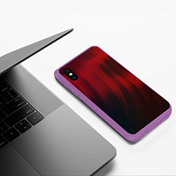 Чехол iPhone XS Max матовый Красные абстрактные волны во тьме, цвет: 3D-фиолетовый — фото 2