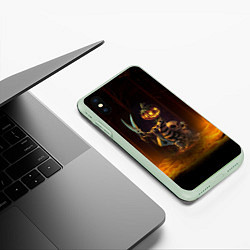 Чехол iPhone XS Max матовый Пугало с ножницами - Halloween, цвет: 3D-салатовый — фото 2