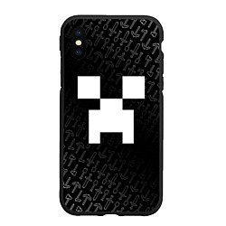 Чехол iPhone XS Max матовый Криппер - паттерн инструментов - Майнкрафт, цвет: 3D-черный