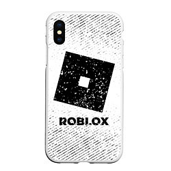 Чехол iPhone XS Max матовый Roblox с потертостями на светлом фоне, цвет: 3D-белый