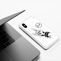 Чехол iPhone XS Max матовый Twenty One Pilots и рок символ, цвет: 3D-белый — фото 2