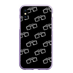 Чехол iPhone XS Max матовый Модные очки черно-белый узор