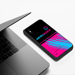 Чехол iPhone XS Max матовый Mercedes - neon gradient: символ сверху, цвет: 3D-черный — фото 2