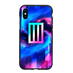 Чехол iPhone XS Max матовый Paramore неоновый космос, цвет: 3D-черный