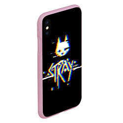 Чехол iPhone XS Max матовый Stray glitch logo, цвет: 3D-розовый — фото 2