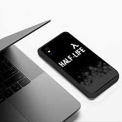 Чехол iPhone XS Max матовый Half-Life glitch на темном фоне: символ сверху, цвет: 3D-черный — фото 2