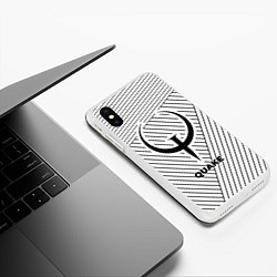 Чехол iPhone XS Max матовый Символ Quake на светлом фоне с полосами, цвет: 3D-белый — фото 2