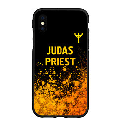 Чехол iPhone XS Max матовый Judas Priest - gold gradient: символ сверху