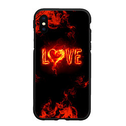 Чехол iPhone XS Max матовый Fire love, цвет: 3D-черный