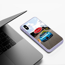 Чехол iPhone XS Max матовый Bugatti - motorsport - гоночная трасса, цвет: 3D-светло-сиреневый — фото 2