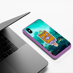 Чехол iPhone XS Max матовый Мороженое - тыква, цвет: 3D-фиолетовый — фото 2