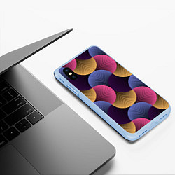 Чехол iPhone XS Max матовый Абстрактные полосы - оптическая иллюзия, цвет: 3D-голубой — фото 2