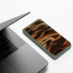 Чехол iPhone XS Max матовый Тёмно-золотые нановолны, цвет: 3D-темно-зеленый — фото 2