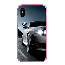 Чехол iPhone XS Max матовый Бэха на скорости на горной дороге, цвет: 3D-розовый