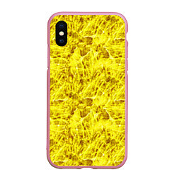 Чехол iPhone XS Max матовый Жёлтый лёд - текстура, цвет: 3D-розовый