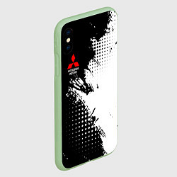 Чехол iPhone XS Max матовый Mitsubishi - черно-белая абстракция, цвет: 3D-салатовый — фото 2