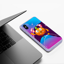 Чехол iPhone XS Max матовый Тыква с мандаринкой, цвет: 3D-светло-сиреневый — фото 2