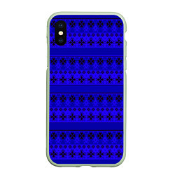 Чехол iPhone XS Max матовый Скандинавский орнамент Синий кобальт, цвет: 3D-салатовый