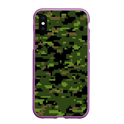 Чехол iPhone XS Max матовый Камуфляж лесной пиксель